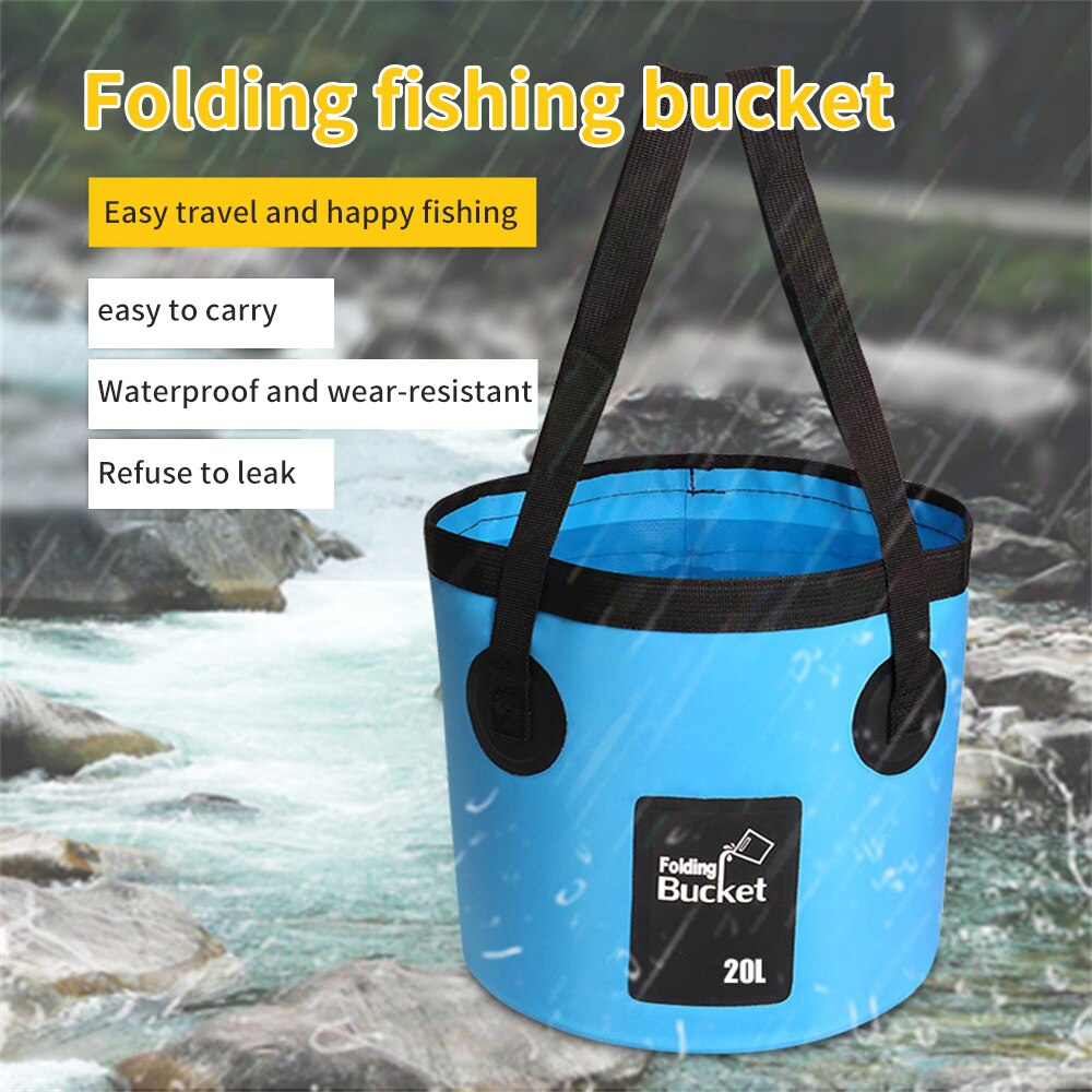 Cubo plegable de 12L y 20L, bolsas de agua impermeables, cubo portátil de pesca, contenedor de agua, bolsa de almacenamiento para coche