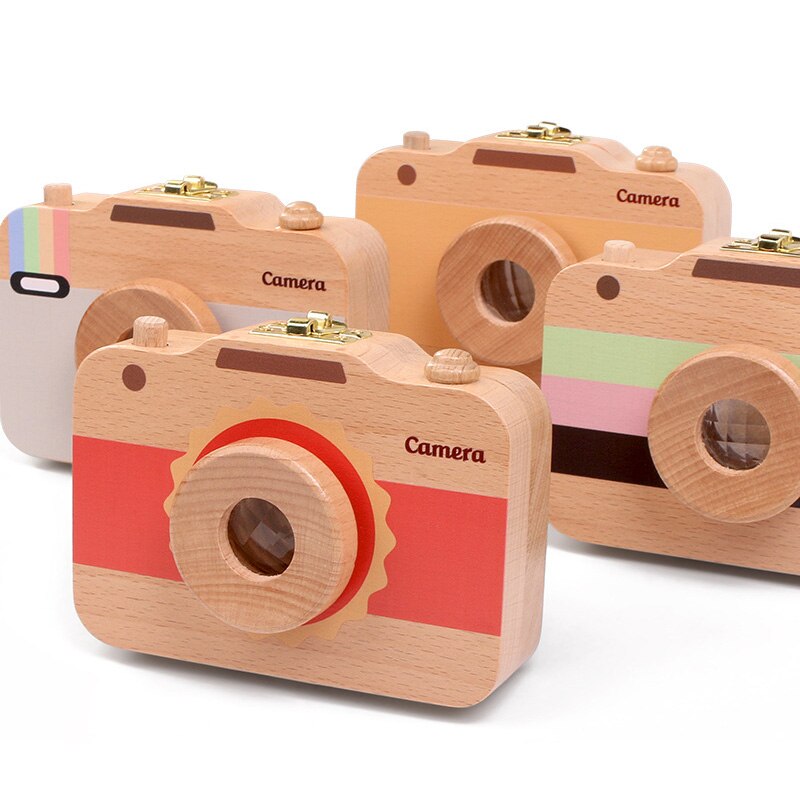 Træ tandkasse kamera tænderkasse træ souvenir taske værktøj arrangør opbevaring børn tandkasse træ – Grandado