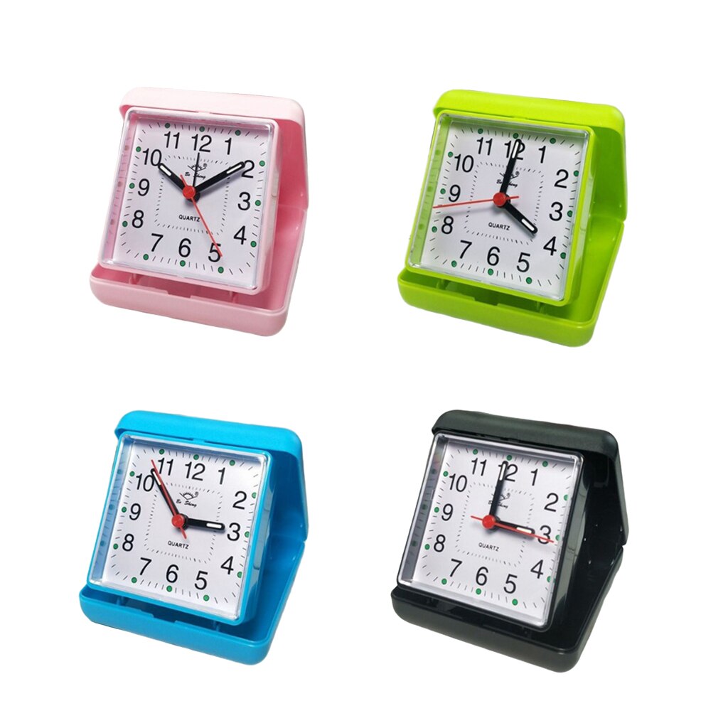 Reloj despertador de viaje analógico con batería pequeña, minidespertador cuadrado sencillo clásico, silencioso, No hace tictac y juego fácil