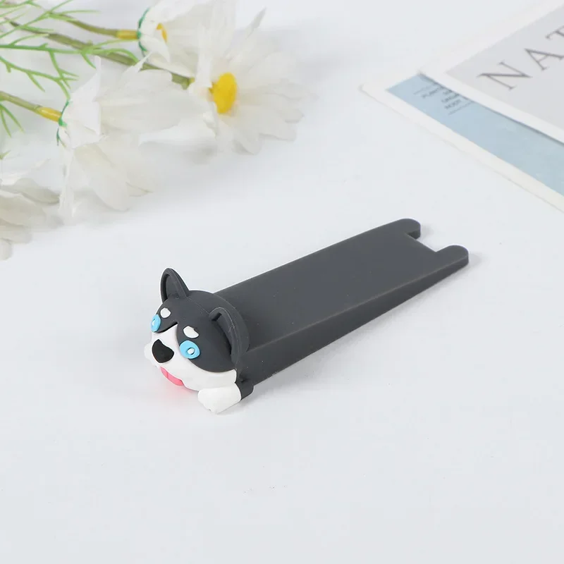 Tope de puerta de dibujos animados de silicona, bloque absorbente de golpes reutilizable, Topes de puerta de cuña, tapón de manija de puerta, tapón anticolisión para puerta de casa: Gris