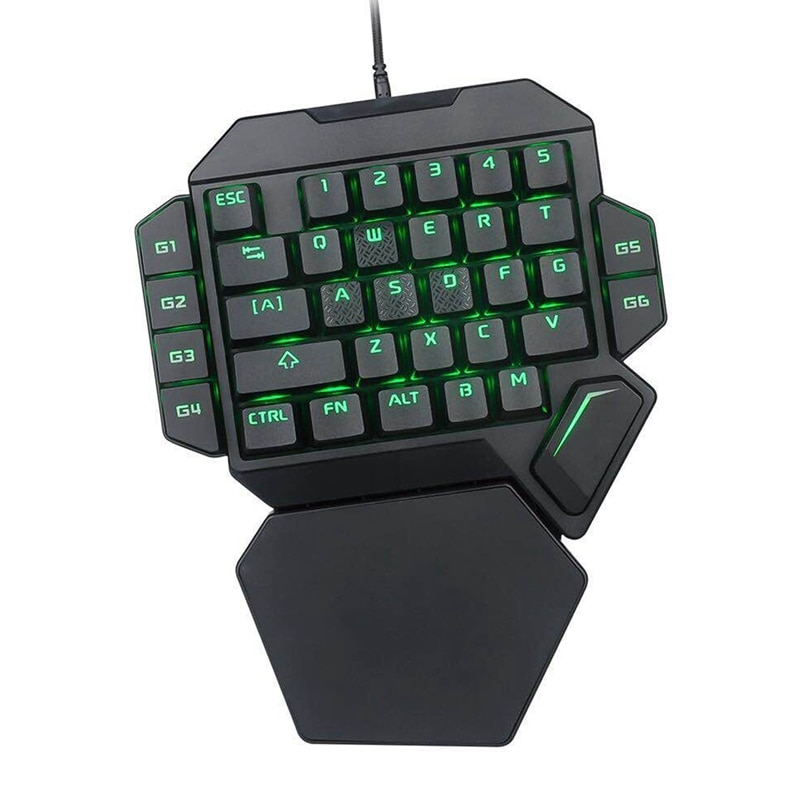 One Handed Keyboard,RGB One Hand Mechanical Gaming Keyboard, Keyboard 35-Key Blue Switch, USB Wired Rainbow Portable