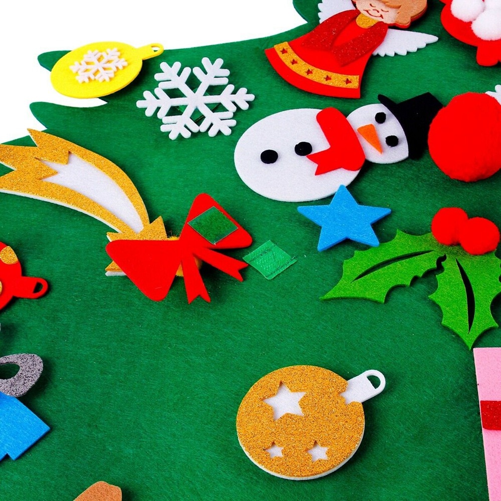 Kids Vilt Kerstboom Met Ornamenten Xmas Diy Deur Muur Opknoping Decor