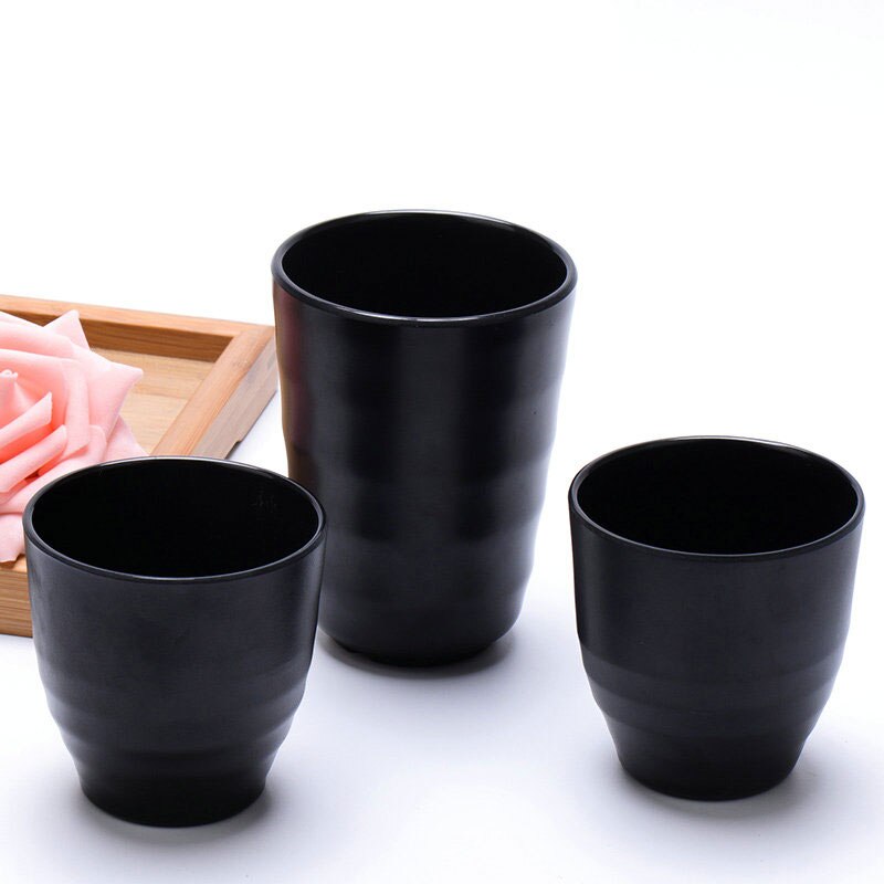 A5 Black Scrub Melamine Tableware Imitation Porcelain Plastic Restaurant Drink Tea Cup Tumblerful Tea Cup Water Coffee Cup 1 PCS
