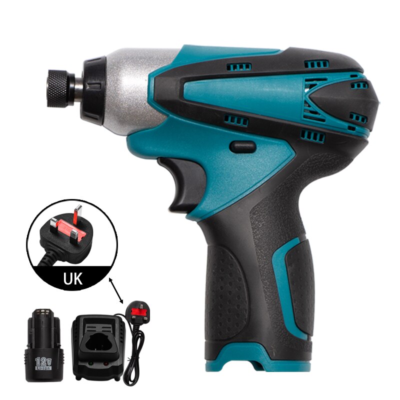 12V Electric Cordless Screwdriver Mini Wireless Power Driver DC Lithium-Ion Battery 110N.m Impact Drill For Makita 12V Battery: UK 1Charger 1Battery