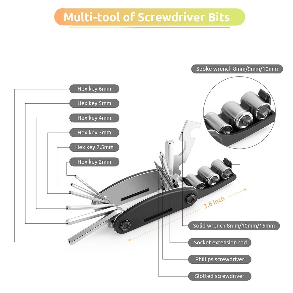 Bicycle Repair Bag Bicycle Tire Pumps Multi-tool Portable Patches Fixes Maintenance Bike Repair Tool Set XD88
