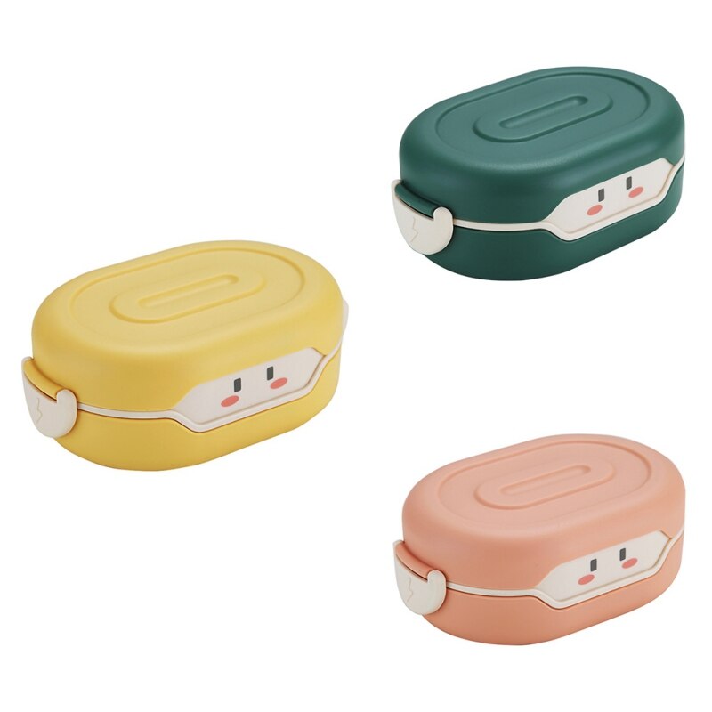 Cartoon 3 Partition Plastic Kids Lunch Box Leak-Proof Children Bento Box Student Food Container Microwave Kawaii Lunchbox
