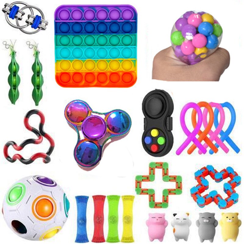 Zappeln Spielzeug 21/23PCS Anti Stress Spielzeug Set Sensorischen Antistress Relief Autismus Angst Anti Stress Blase für kinder Erwachsene