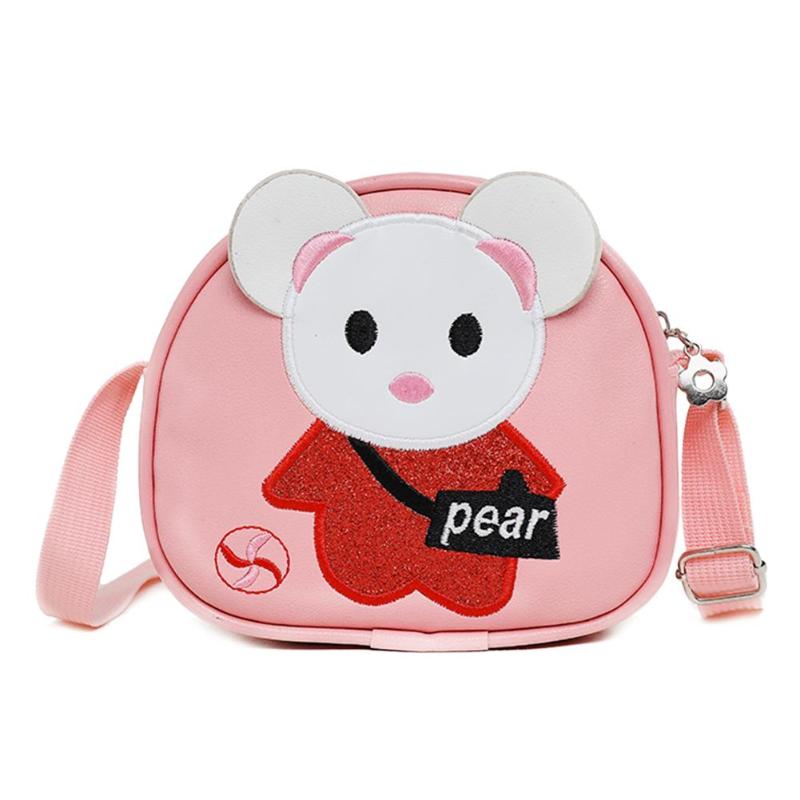 Children Casual Small Cute 3D Cartoon Pattern Shoulder Handbags Kids Girls PU Leather Mini Simple Zipper Crossbody Messenger Bag: Red