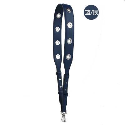 Rivet Adjustable Shoulder Strap Female PU Replacement Bag Parts Accessories Summer Colorful Handbag Belts For Women: Dark Blue (Silver)