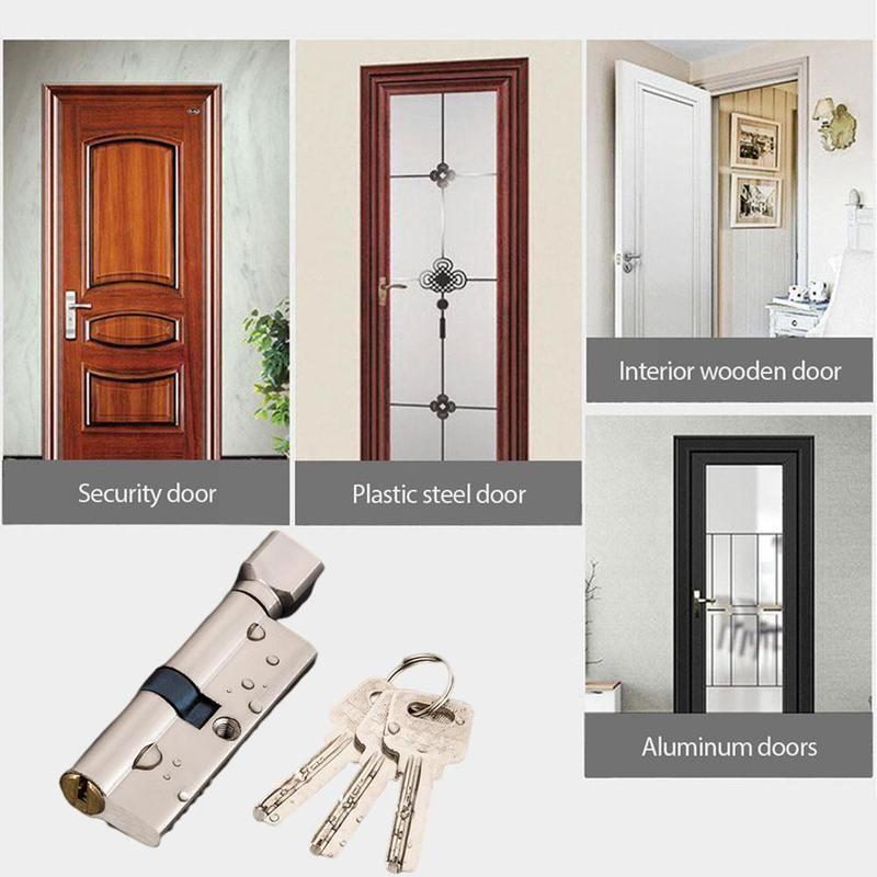 70mm Door Lock Core Door Cylinder Lock Biased Anti-theft 3 Security Pcs Home Interior Key Entrance Bedroom Brass Lock Lock K7Z7