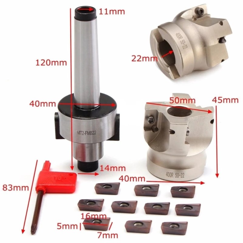 Mill Cutter MT2 MT3 50 Cutter Head + 4 Cutters APMT1604 CNC Mill Milling Cutter Insert Kit Machine Tools