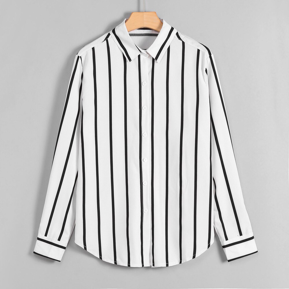 Randiga skjortor för män casual långärmade toppar lös casual blus pojke lyx stilig sport casual klänning lös blus  j05: Vit / M
