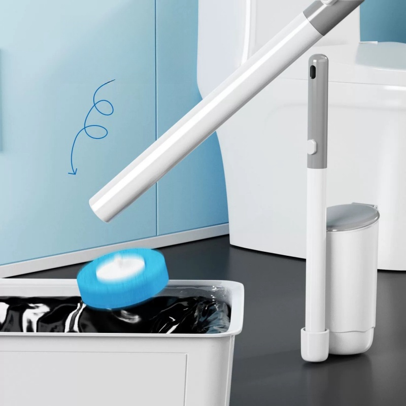 Einweg-WC-Reinigungsbürsten-Set mit Ersatzköpfen, WC-Bürstenhalter-Set, langer Griff, flexibles Badezimmer-Zubehör