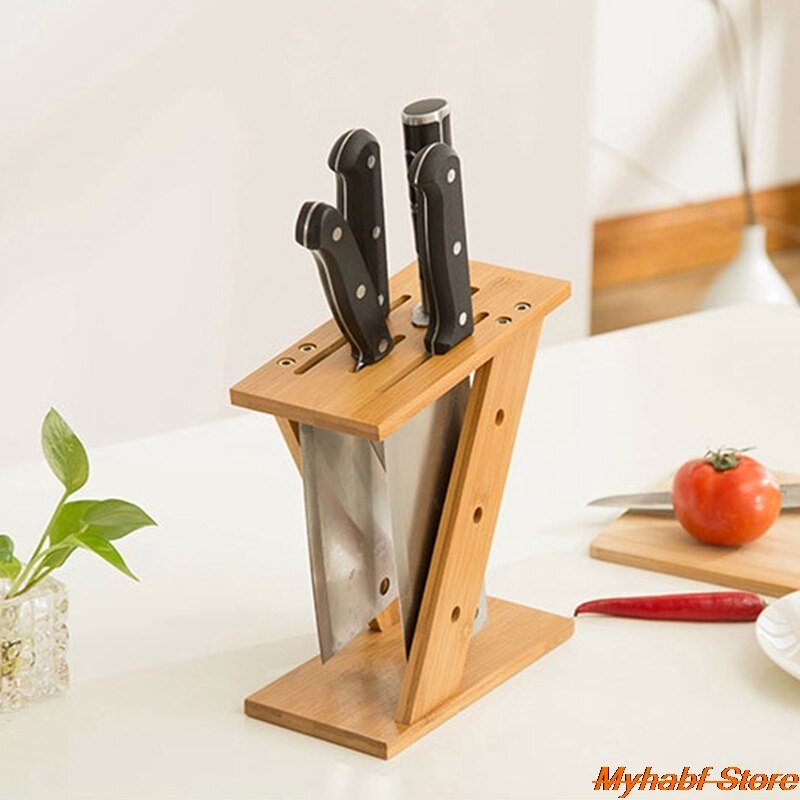 Universal Wooden Knife Holder Bamboo Knife Block Stand Knives Chopsticks Storage Box Scissors Organizer Kitchen Accessories Tool