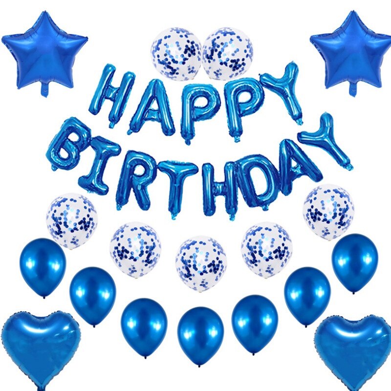 "Joyeux anniversaire" lettre ballons Kit feuille d'aluminium ballons décor de fête pour filles garçons-bleu