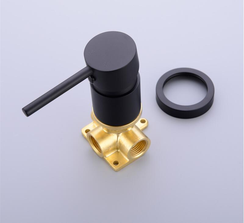 Wall Mounted 2 in 1 Out Mixing Valve For Shower Head Solid Brass Brushed Gold Valve For Split Basin Faucet Matt Black Mixer Tap: matte black