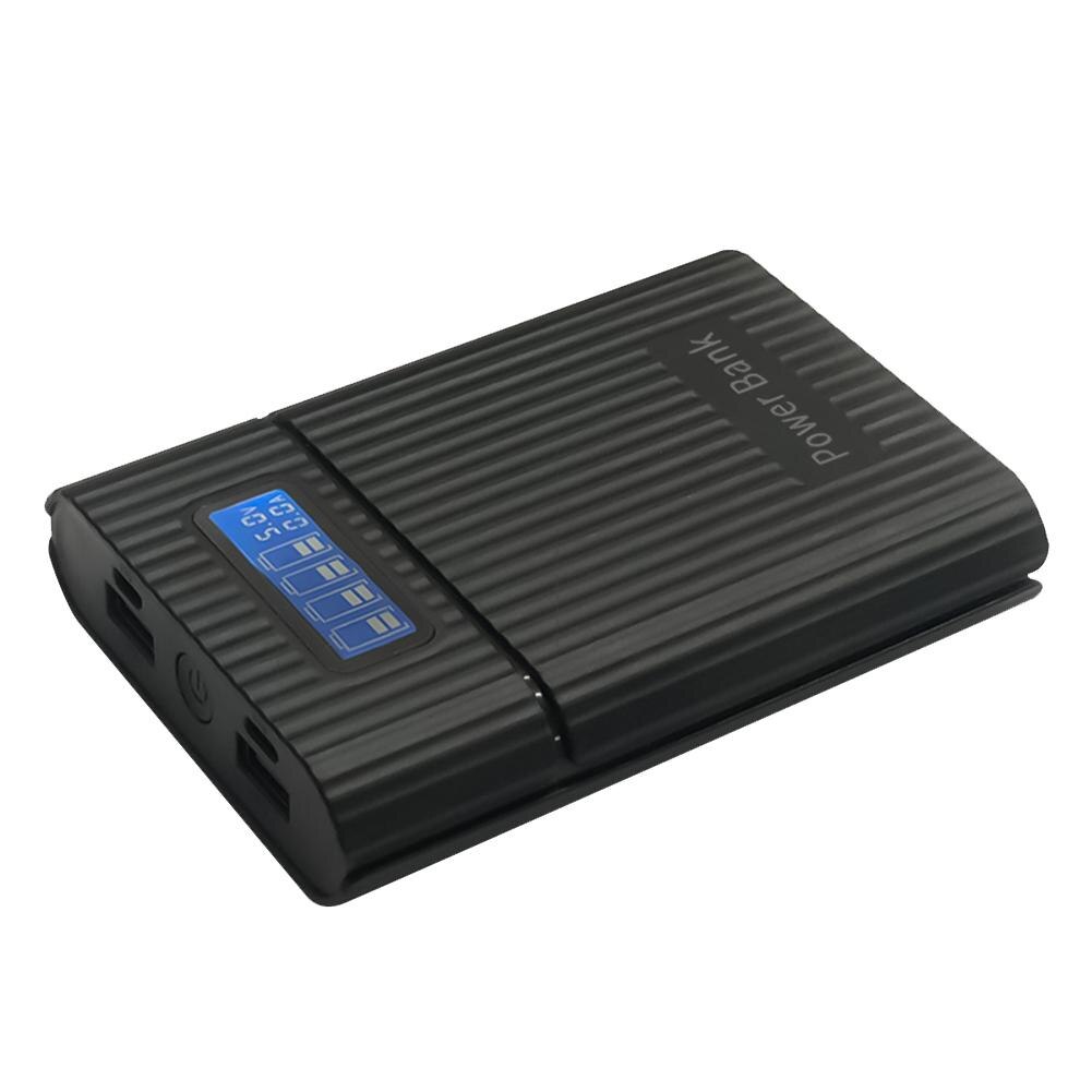 Multifunctionele Handig 4 Slot 18650 Batterij Oplader Lcd-scherm Diy Mobiele Power Bank Case Behuizing: Black