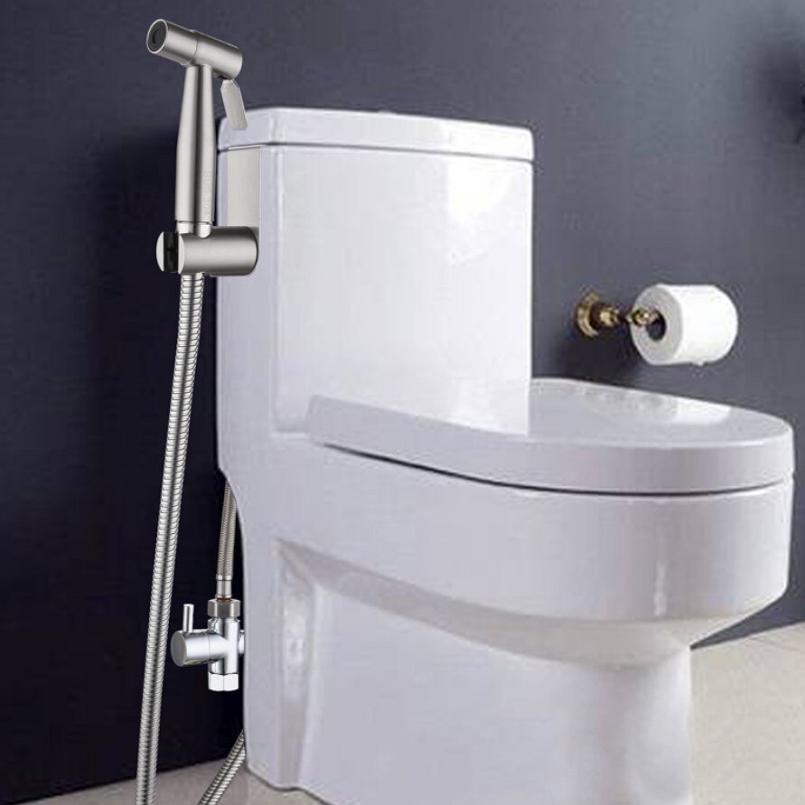 Hand-held toilet bidet sprayer kit for bathroom stainless steel hand bidet faucet manual sprayer shower head self-cleaning