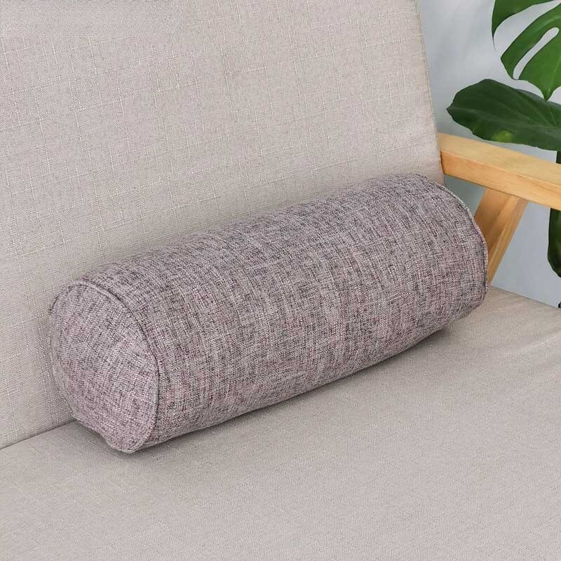 Almohada larga interior redonda para el hogar, cojín Rectangular para dormir, siesta, cojín de lino de algodón de imitación, accesorios de dormitorio: Gris claro / 15x15x60cm