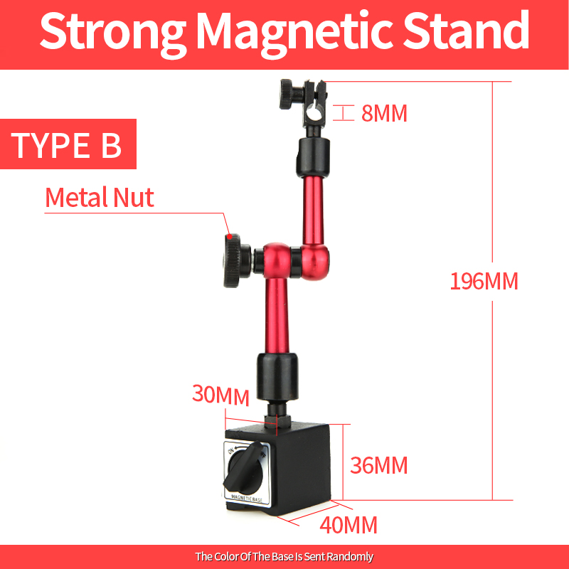 Magnetic stand Dial Indicator Magnetic Base Holder Stand dial gauge Table Scale Precision Indicators Micrometer Measurement Tool: Red