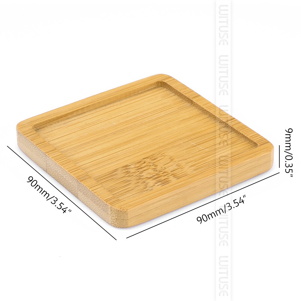 2pc Bamboo Home Mini World Garden Decoration Pot Trays Miniature Figurines Flowerpot Plate DIY Accessories Ornaments: Big squarex 2