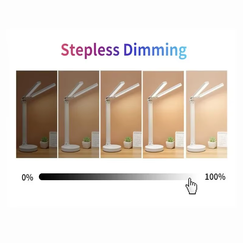 Øjenbeskyttelse usb led 180 ° genopladelig ur dæmpbar bordlampe roterende foldbar skrivebordslæselampe