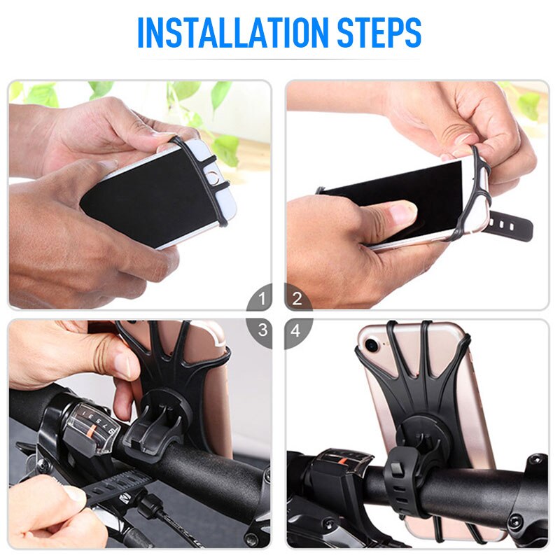 Silicone Bicycle Phone holder Mount Shockproof Elastic 360 Degrees Rotation Installation Universal In Seconds For IPhone X Xr Xs