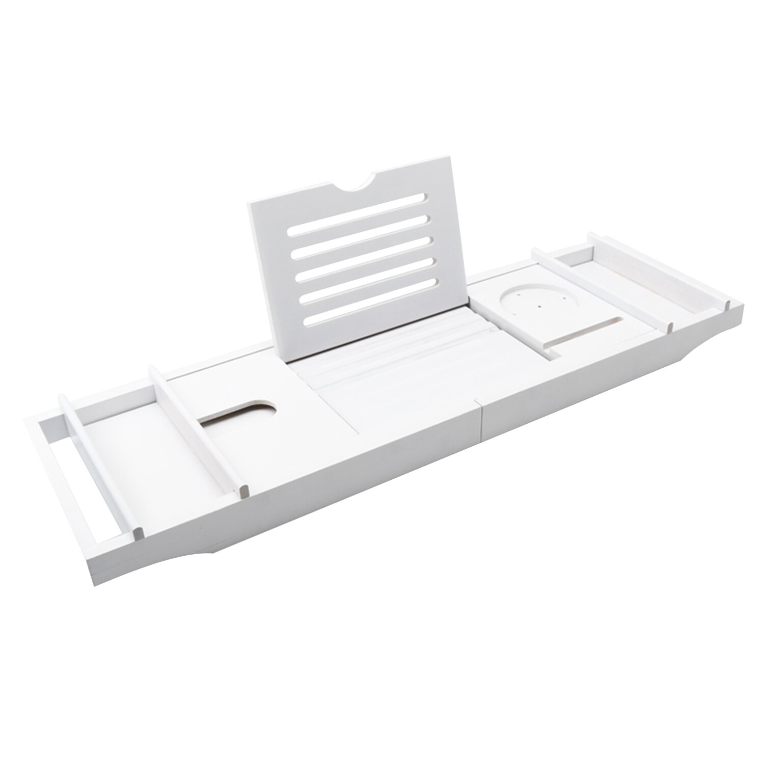 Bathroom Organizer Bamboo Caddy Tray Adjustable Bathtub Caddy Organizer Bathroom Book Wine Glass Holder Tablet Phone Holder Rack: W