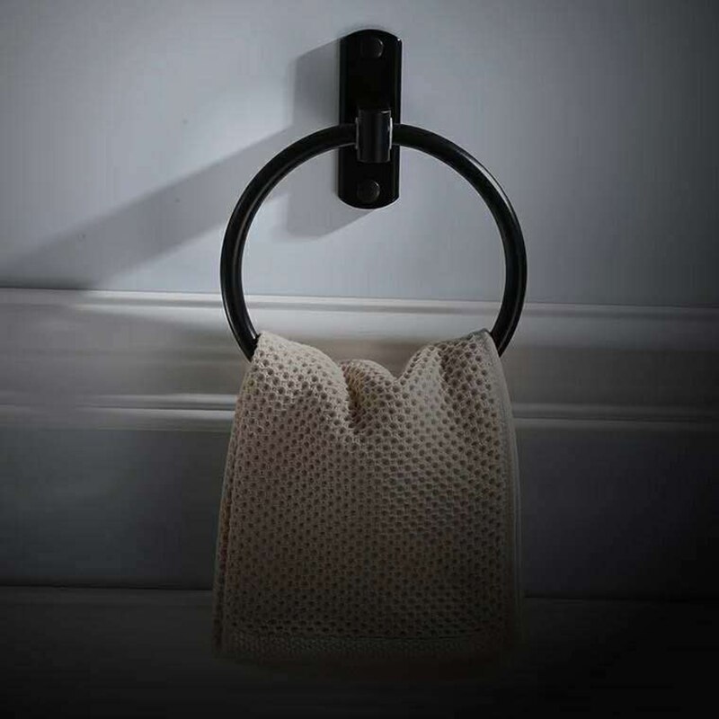 2- pack håndkle ring håndkleholder til bad håndkle stativer veggmontering baderomsutstyr svart