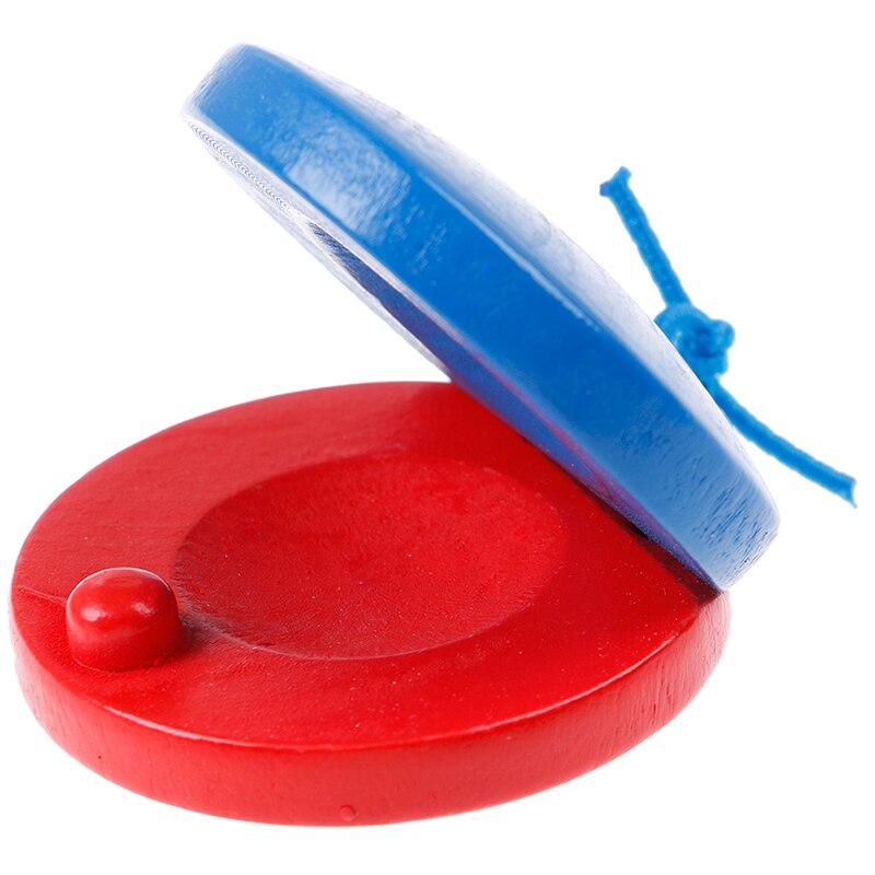 Education Child&#39;s Intellectual Development Listening Ability Wooden Castanet Clapper Musical Instrument Red &amp; Blue