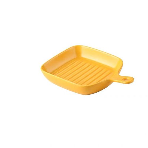 Nordic ceramic dish oven dish baking dish barbecue dish baking dish deep dish flat dish restaurant tableware household: yellow