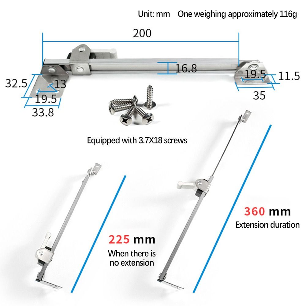 Restrictor Sliding Wind Brace Telescopic Window Support Stainless Steel Limiter Angle Controller Stopper Heavy Duty Gusset Fixed