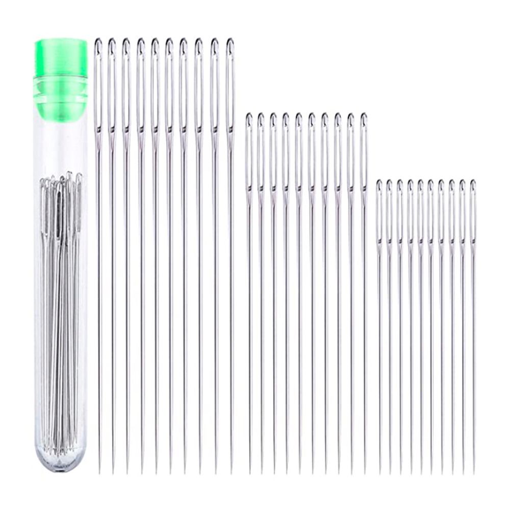 Agujas de coser de ojo grande, accesorio de costura de punto de cruz, hilo de bordado de cuero hecho a mano, 25/30 piezas: 30pcs