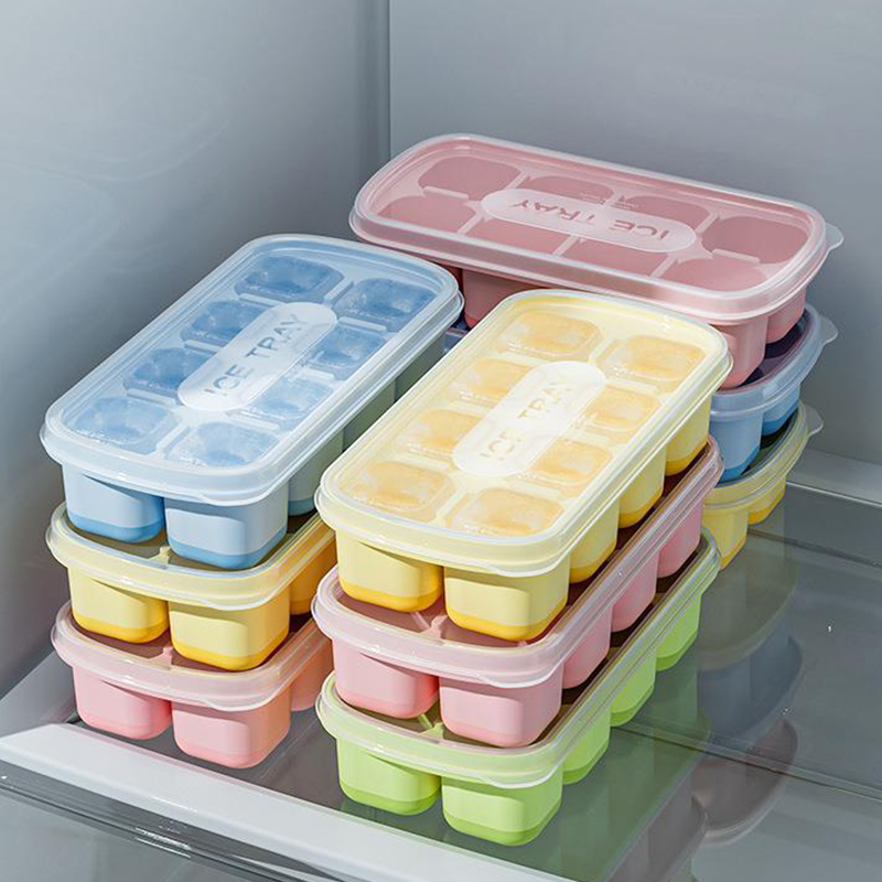 8 Cavity Square Ice Cube Trays Reusable Silicone Ice Cube Mold Bpa Free Ice Maker With Removable Lids Kitchen Accessories