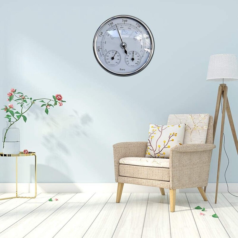 Wall Mounted Household Barometer Thermometer,Hanging Hygrometer Weather Station