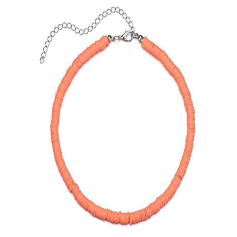 Boho Bunte Halsband Halskette Schmuck Handgemachte Polymer Clay Halskette Frauen Strand Schmuck: orange