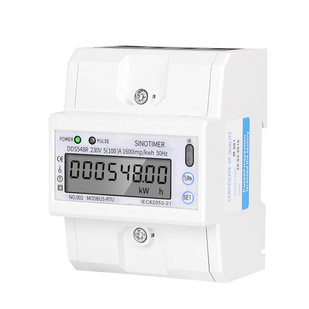 DIN Rail Mount AC 380V 5-100A Three Phase 2 Wire Digital Power Meter Electricity Cost Measuring Meter: DDS578R
