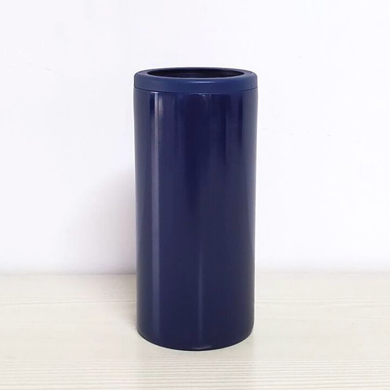 product 12oz Double wall 304 stainless steel thermos insulated vacuum beer cooler,Skinny Can Cooler: Blue