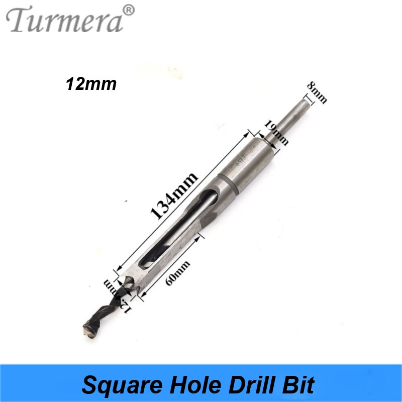 Turmera 1/4 to 1/2 Square Hole Drill Bit 45 Steel Mortising Drilling Woodworking Tools for Drill Square Opening Screwdriver 7PCS: 12mm