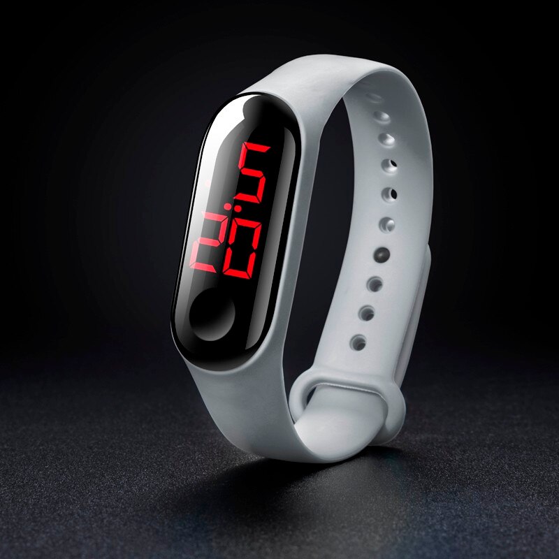 Deep 50M-relojes electrónicos deportivos luminosas para hombre y mujer, relojes de pulsera digitales F1211, LED rojo, resistente al agua: H