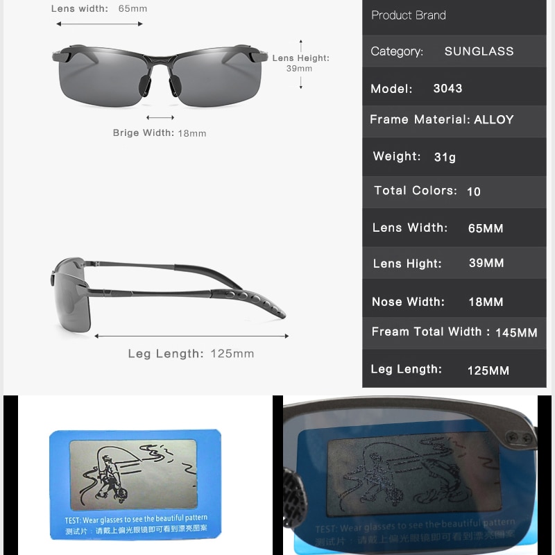 Polaroid solbriller mænd polariserede kørsel fiskeglas til mænd udendørs sport anti-refleks kørsel beskyttelsesbriller  uv400 12-kp3043po