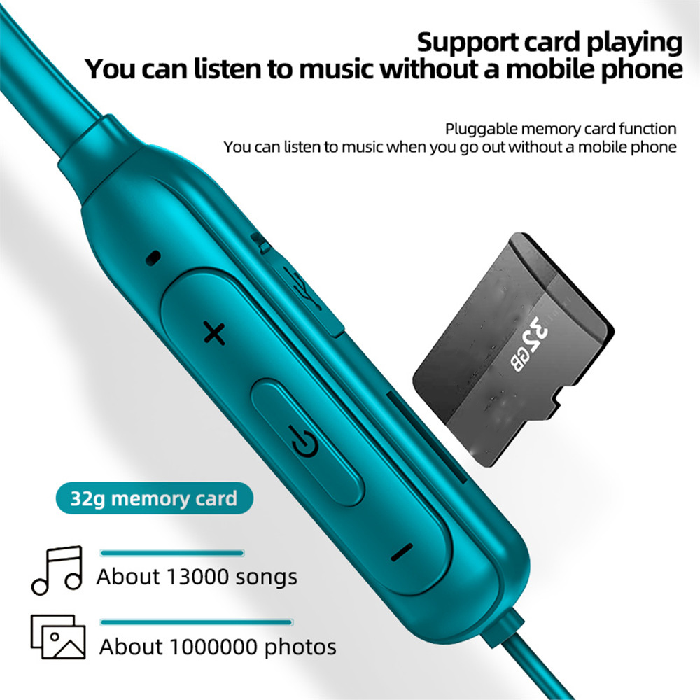 Magnetic Attraction Bluetooth Stereo Bass Earphone Handsfree Car Kit Support TF card Playing Wireless Music Receiver with MIC