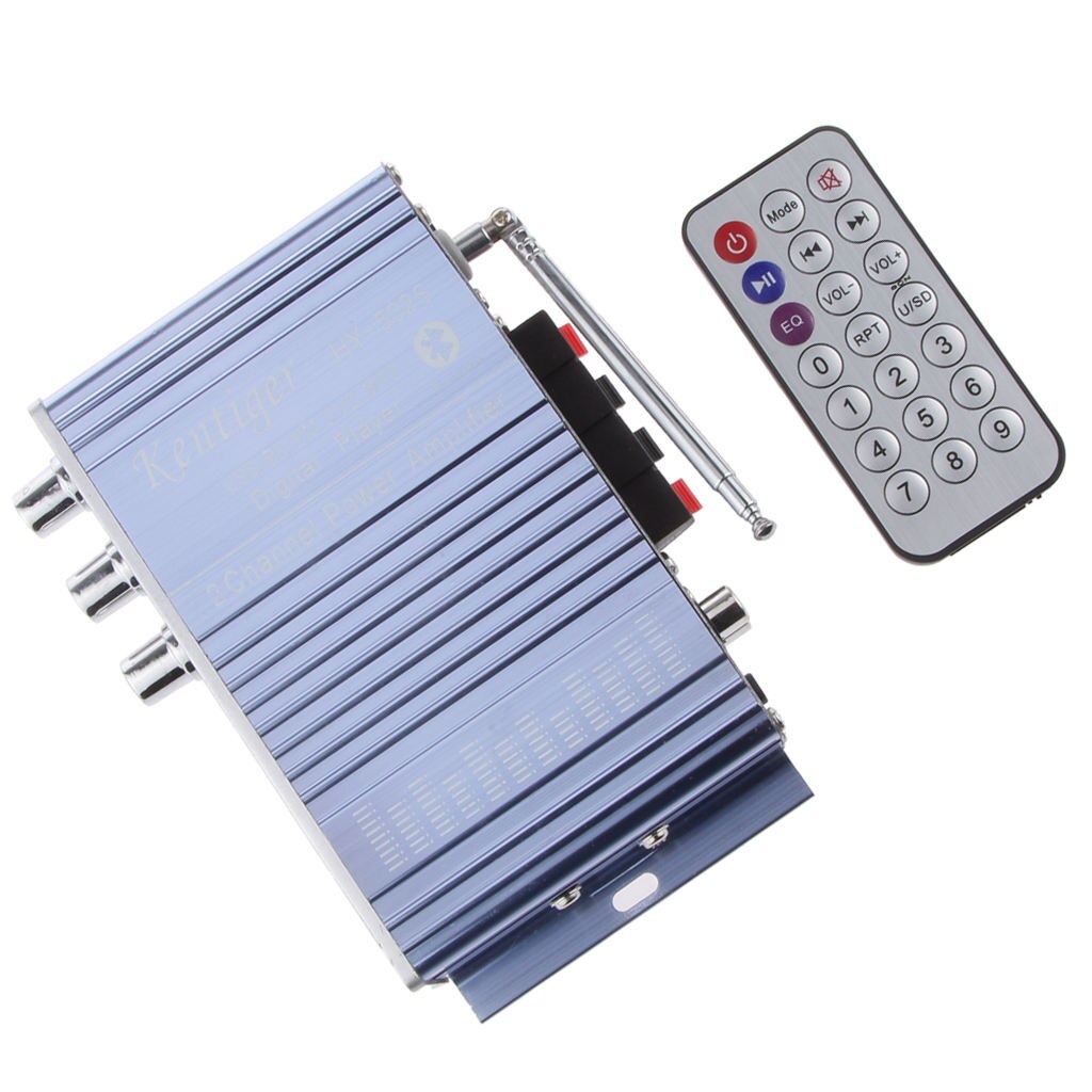 Blue Mini Bluetooth Hi-Fi Stereo Audio AMP Amplifier FM/MP3/SD/USB/DVD for iPod Phone Car Motorcycle Home