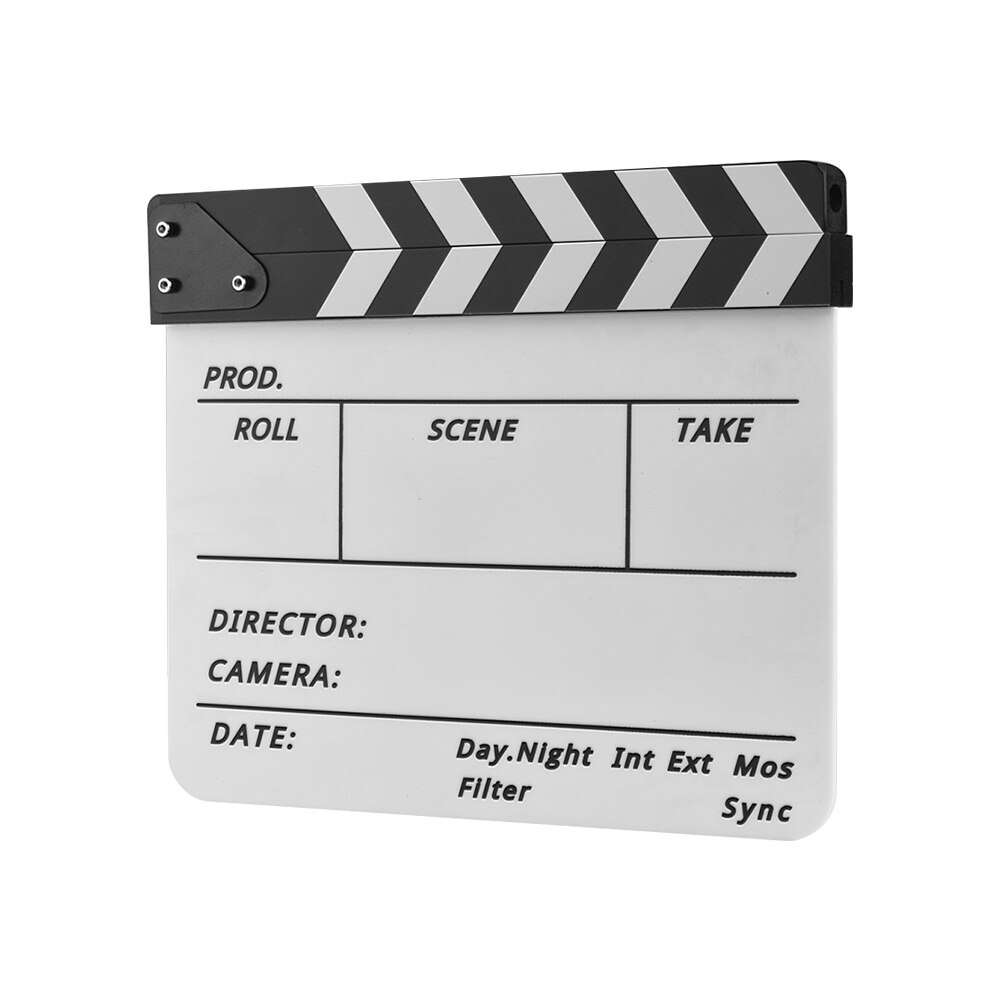 Andoer Film ClapperBoard Acrylic Clapboard Dry Erase TV Movie Director Cut Action Scene Slate Clap With Marker Pen Eraser: color 1