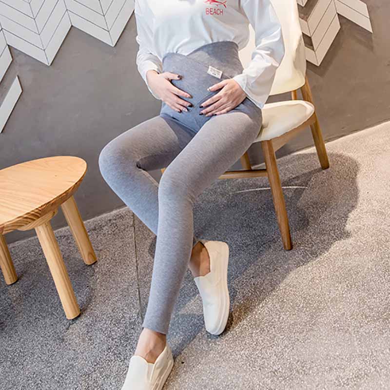 Graviditets leggings mavestøttetøj til gravide gravide leggings strikkede bukser skinny pants 28% off: Lysegrå / M