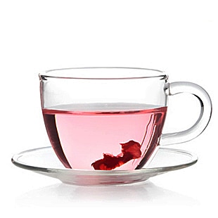4 set/lot genomskinligt värmebeständigt glas tekopp och fat set handgjorda kongfu tekoppar redskap  jp 1065