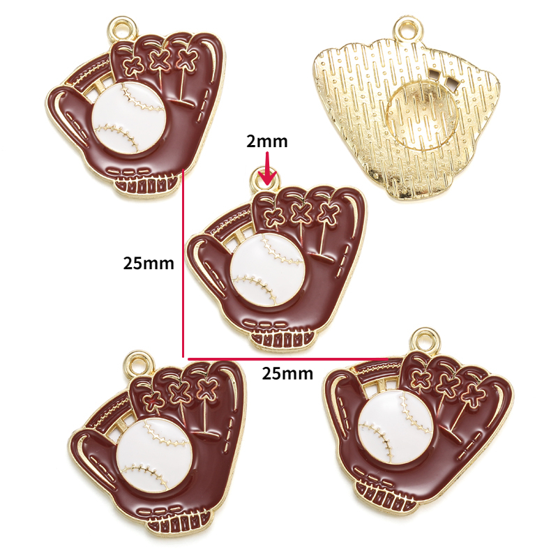 10 stuks geëmailleerde rugby-, voetbal- en badmintonracketbedeltjes voor armbanden, sleutelhangers, kettingen en sieraden, accessoires voor het maken van sieraden  w363: Geen