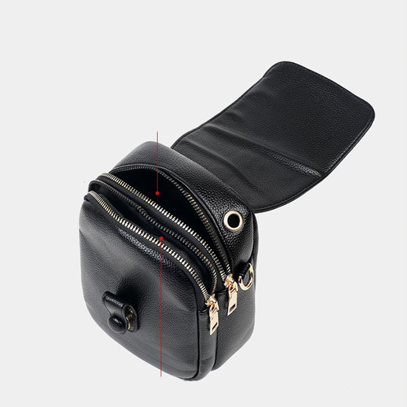 Eenvoudig PU lederen crossbody schoudertassen voor dames Lente Retro merkhandtassen en portemonnees Dames mobiele telefoonzak