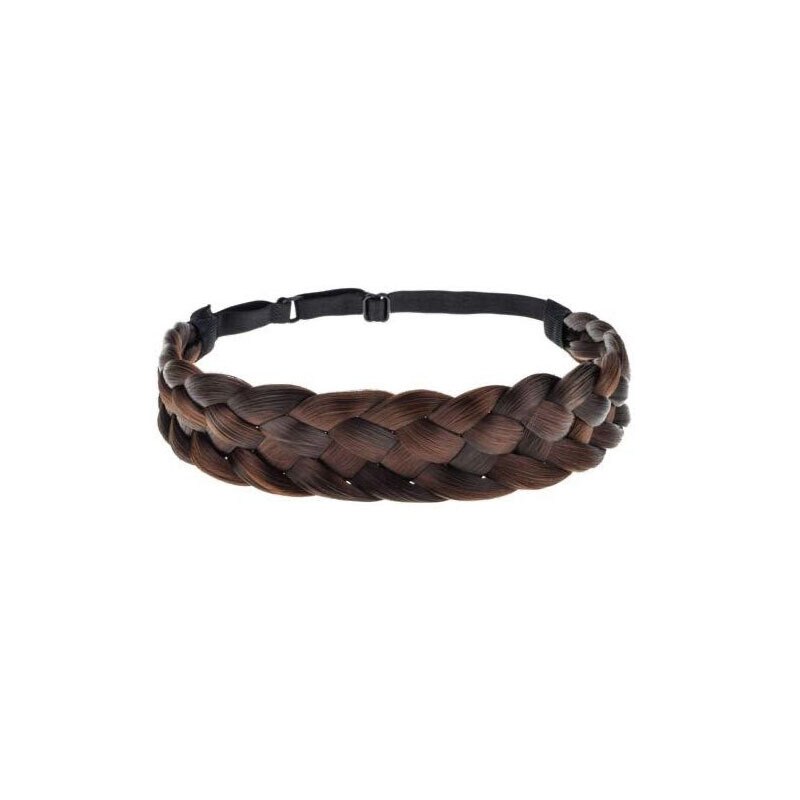 Classy Boho Braided Headband for Women Elastic Chunky Hair Braid Elastic Stretch Hairpiece Plaited Headbands Charm: dark brown