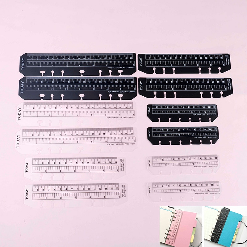 PVC 6/7 fori righello per legante pianificatore taccuino 2pz bella indice ufficio scolastico righello segnalibro taccuino accessori classico